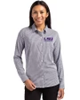 LSU Tigers Alumni Cutter & Buck Skyline Epic Confidence Recycled Gingham Womens Long Sleeve Dress Shirt  Black/White Front