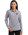 Vanderbilt Commodores College Vault Cutter & Buck Skyline Recycled Gingham Womens Long Sleeve Spread Collar Dress Shirt Black/White Front