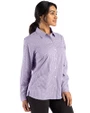 Northwestern Wildcats College Vault Cutter & Buck Skyline Recycled Gingham Womens Long Sleeve Spread Collar Dress Shirt College Purple/White Side