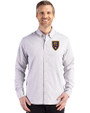 Real Salt Lake Cutter & Buck Skyline Epic Confidence Recycled Gingham Mens Big & Tall Long Sleeve Dress Shirt Concrete/White Front