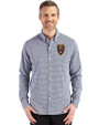 Real Salt Lake Cutter & Buck Skyline Epic Confidence Recycled Gingham Mens Big & Tall Long Sleeve Dress Shirt Navy Blue/White Front