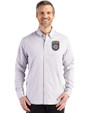 San Diego FC Cutter & Buck Skyline Epic Confidence Recycled Gingham Mens Big & Tall Long Sleeve Dress Shirt Concrete/White Front