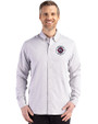 New England Revolution Cutter & Buck Skyline Epic Confidence Recycled Gingham Mens Big & Tall Long Sleeve Dress Shirt Concrete/White Front