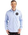 Philadelphia Union Cutter & Buck Skyline Recycled Gingham Mens Big & Tall Long Sleeve Button Down  Dress Shirt Atlas/White Front