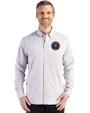 Inter Miami CF Cutter & Buck Skyline Epic Confidence Recycled Gingham Mens Big & Tall Long Sleeve Dress Shirt Concrete/White Front