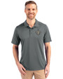 New Orleans Saints Cutter & Buck Prospect Eco Textured Stretch Recycled Mens Short Sleeve Polo Elemental Grey Front