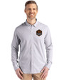 Houston Dynamo FC Cutter & Buck Skyline Epic Confidence Recycled Pinstripe Mens Big & Tall Long Sleeve Dress Shirt Elemental Grey/White Front