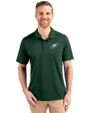 Philadelphia Eagles Cutter & Buck Prospect Recycled Featherlight Stretch Mens Polo Hunter Green Front