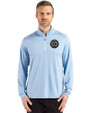 Philadelphia Union Cutter & Buck Coastline Epic Comfort Recycled Mens Quarter Zip Atlas Light Blue Front