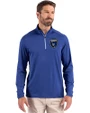 San Jose Earthquakes Cutter & Buck Coastline Epic Comfort Recycled Mens Quarter Zip Tour Blue Front
