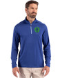 Seattle Sounders FC Cutter & Buck Coastline Epic Comfort Recycled Mens Quarter Zip Tour Blue Front