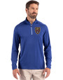 Real Salt Lake Cutter & Buck Coastline Epic Comfort Recycled Mens Quarter Zip Tour Blue Front