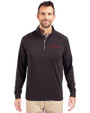 Santa Clara Broncos Cutter & Buck Adapt Eco Knit Stretch Recycled Mens Big and Tall Quarter Zip Pullover Black Front