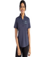 Old Dominion Monarchs Cutter & Buck Forge Eco Stretch Recycled Womens Short Sleeve Polo Dark Navy Blue Heather Front