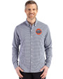 HoustonAstrosCooperstown- Cutter & Buck Skyline Epic Confidence Recycled Gingham Mens Big & Tall Long Sleeve Dress Shirt Navy Blue/White Front