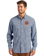 HoustonAstrosCooperstown- Cutter & Buck Skyline Epic Confidence Recycled Gingham Mens Big & Tall Long Sleeve Dress Shirt Pale Blue/Navy Blue Front