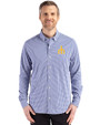 Seattle Mariners Cooperstown Cutter & Buck Skyline Epic Confidence Recycled Gingham Mens Big & Tall Long Sleeve Dress Shirt Tour Blue/White Front