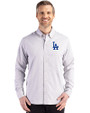 Los Angeles Dodgers Cutter & Buck Skyline Epic Confidence Recycled Gingham Mens Big & Tall Long Sleeve Dress Shirt Concrete/White Front