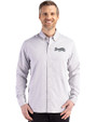 Atlanta Braves Mono Cutter & Buck Skyline Epic Confidence Recycled Gingham Mens Big & Tall Long Sleeve Dress Shirt Concrete/White Front