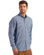 Toronto Blue Jays Cooperstown Cutter & Buck Skyline Epic Confidence Recycled Gingham Mens Big & Tall Long Sleeve Dress Shirt Pale Blue/Navy Blue Side