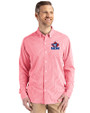 Toronto Blue Jays Cooperstown Cutter & Buck Skyline Recycled Gingham Mens Big & Tall Long Sleeve Button Down  Dress Shirt Red/White Front
