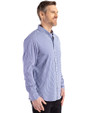 Toronto Blue Jays Cooperstown Cutter & Buck Skyline Epic Confidence Recycled Gingham Mens Big & Tall Long Sleeve Dress Shirt Tour Blue/White Side