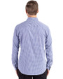 Toronto Blue Jays Cooperstown Cutter & Buck Skyline Epic Confidence Recycled Gingham Mens Big & Tall Long Sleeve Dress Shirt Tour Blue/White Back