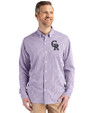 Colorado Rockies Cutter & Buck Skyline Epic Confidence Recycled Gingham Mens Big & Tall Long Sleeve Dress Shirt College Purple/White Front