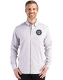 Seattle Mariners Mono Cutter & Buck Skyline Epic Confidence Recycled Gingham Mens Big & Tall Long Sleeve Dress Shirt Concrete/White Front