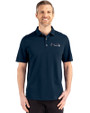 Atlanta Braves Mono Cutter & Buck Advantage Refresh Epic Confidence Recycled Mens Tri-Blend Pique Polo Liberty Navy Front