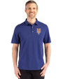 New York Mets Cutter & Buck Advantage Refresh Epic Confidence Recycled Mens Tri-Blend Pique Polo Tour Blue Front
