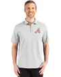 Atlanta Braves Cooperstown Cutter & Buck Advantage Refresh Epic Confidence Recycled Mens Tri-Blend Pique Polo CONCRETE Front