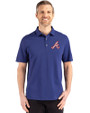 Atlanta Braves Cooperstown Cutter & Buck Advantage Refresh Epic Confidence Recycled Mens Tri-Blend Pique Polo Tour Blue Front