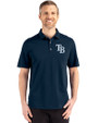 Tampa Bay Rays Cutter & Buck Advantage Refresh Epic Confidence Recycled Mens Tri-Blend Pique Polo Liberty Navy Front