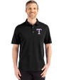 Texas Rangers Cutter & Buck Advantage Refresh Epic Confidence Recycled Mens Tri-Blend Pique Polo Black Front