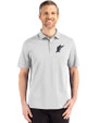 Miami Marlins Cooperstown Cutter & Buck Advantage Refresh Epic Confidence Recycled Mens Tri-Blend Pique Polo CONCRETE Front