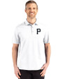 Pittsburgh Pirates Mono Cutter & Buck Advantage Refresh Epic Confidence Recycled Mens Tri-Blend Pique Polo White Front