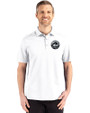 New York Mets Mono Cutter & Buck Advantage Refresh Epic Confidence Recycled Mens Tri-Blend Pique Polo White Front