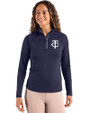 Minnesota Twins Mono Cutter & Buck Coastline Epic Comfort Recycled Women’s Quarter Zip Navy Blue Front