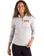 Pittsburgh Pirates Cooperstown Cutter & Buck Coastline Epic Comfort Recycled Women’s Quarter Zip CONCRETE Front