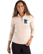 Minnesota Twins City Connect Cutter & Buck Coastline Recycled Double Peached Womens Quarter Zip Pullover Wheat Front