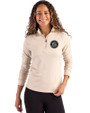 Seattle Mariners Mono Cutter & Buck Coastline Epic Comfort Recycled Women’s Quarter Zip Wheat Front