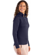 Detroit Tigers Mono Cutter & Buck Coastline Epic Comfort Recycled Women’s Quarter Zip Navy Blue Side