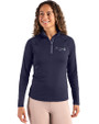 Atlanta Braves Mono Cutter & Buck Coastline Epic Comfort Recycled Women’s Quarter Zip Navy Blue Front