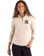 New York Yankees Cutter & Buck Coastline Epic Comfort Recycled Women’s Quarter Zip Wheat Front