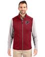 Atlanta Falcons Cutter & Buck Mainsail Sweater-Knit Mens Full Zip Vest Cardinal Red Heather Front