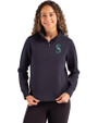 Seattle Mariners Cutter & Buck Roam Epic Versatility Recycled Womens Quarter Zip Pullover Navy Blue Front