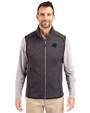 Carolina Panthers Cutter & Buck Mainsail Sweater-Knit Mens Full Zip Vest Charcoal Heather Front