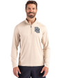 Washington Nationals Cooperstown Cutter & Buck Coastline Epic Comfort Recycled Mens Quarter Zip Wheat Front