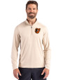 Baltimore Orioles Cutter & Buck Coastline Epic Comfort Recycled Mens Quarter Zip Wheat Front